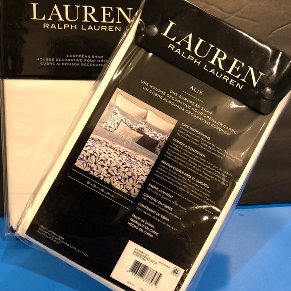 $340 Set of 2 Ralph Lauren Alix Floral Embroidered Cotton Euro Decorative Sham - Picture 6 of 8